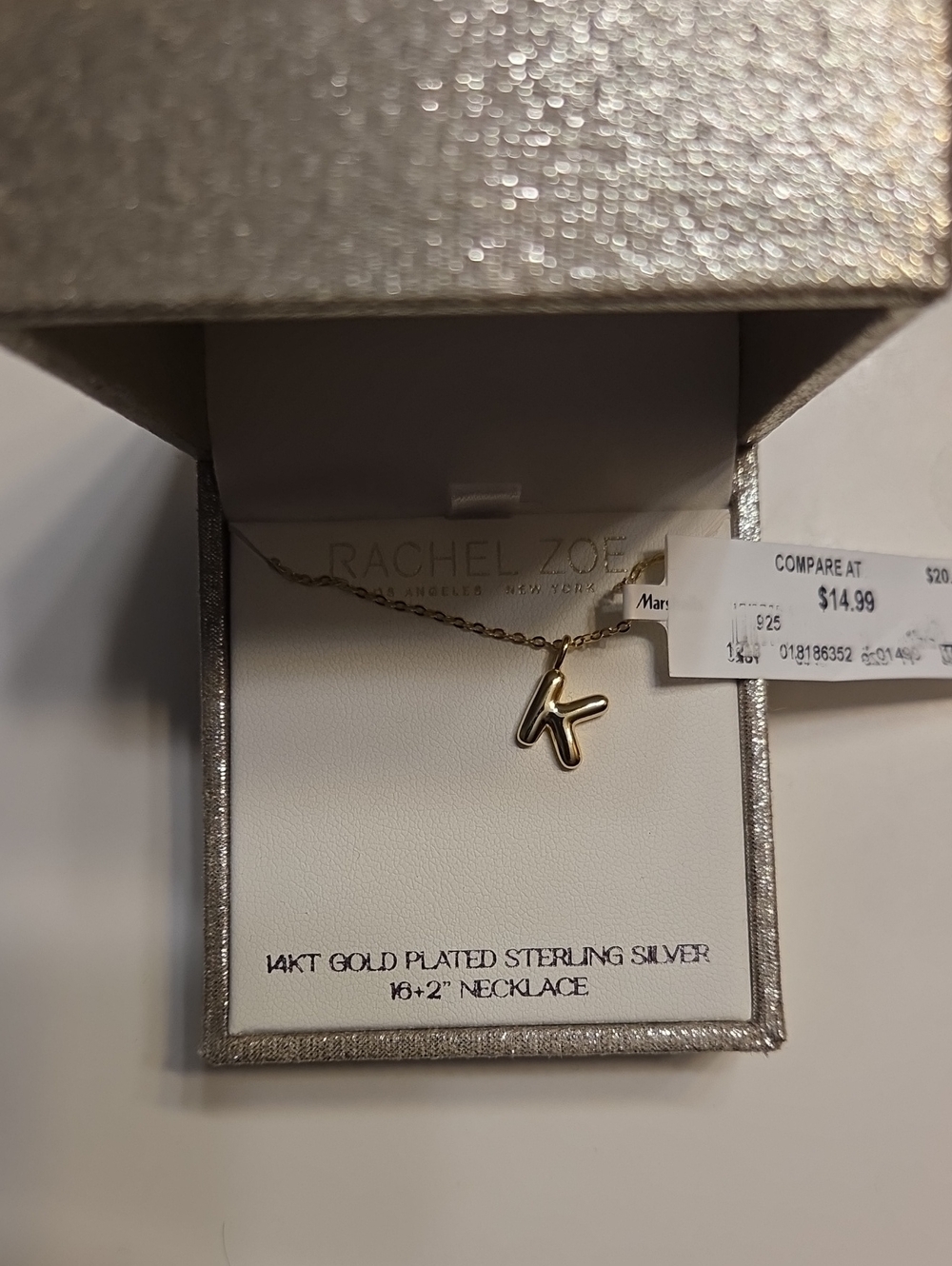 Rachel Zoe Gold Initial K Pendant Necklace